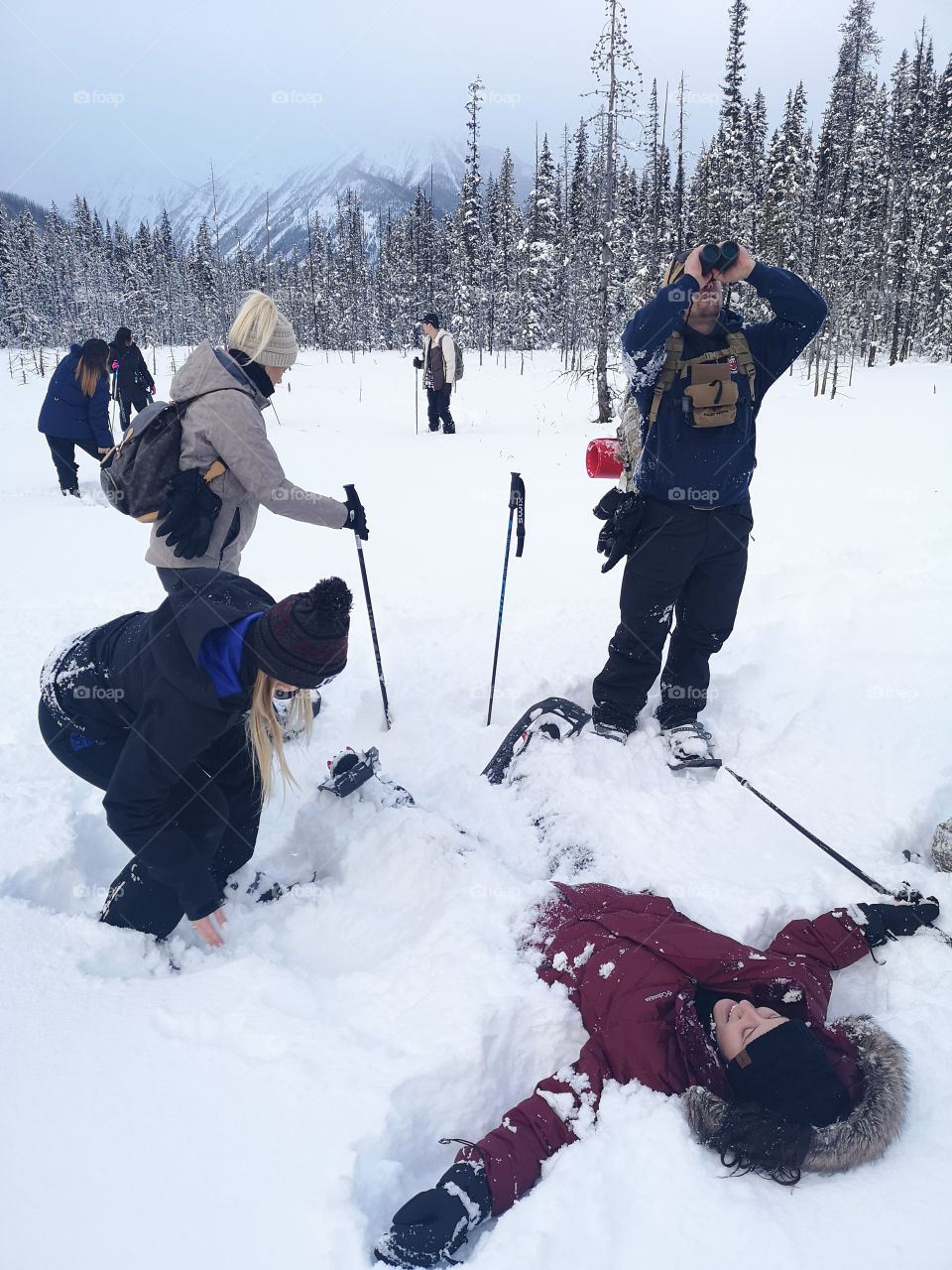 snow shoe in the Canadian Rockies family holiday fun this past Christmas with a group I guided