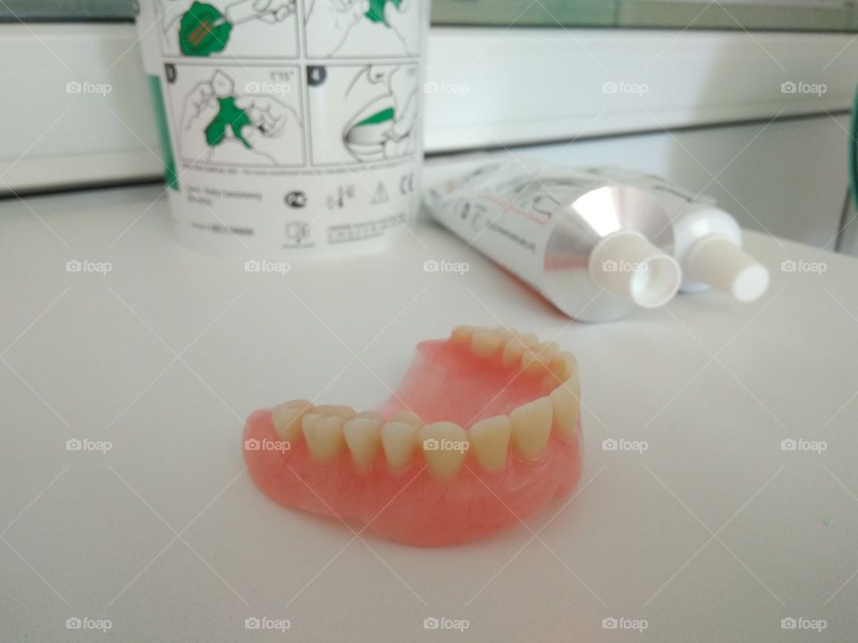 Dentures on table