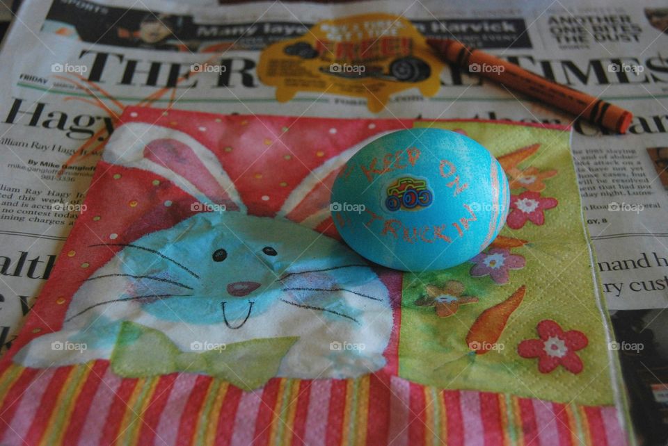 Easter Egg Dyeing Fun. Dyeing eggs, adding stickers and writing with crayons