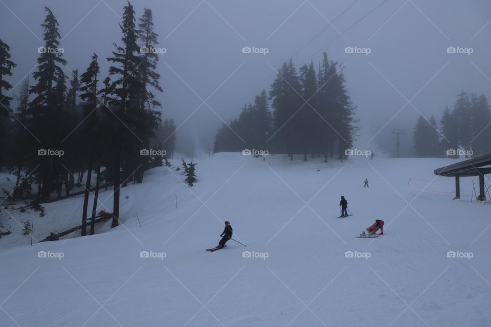 Skiing on slopes 
