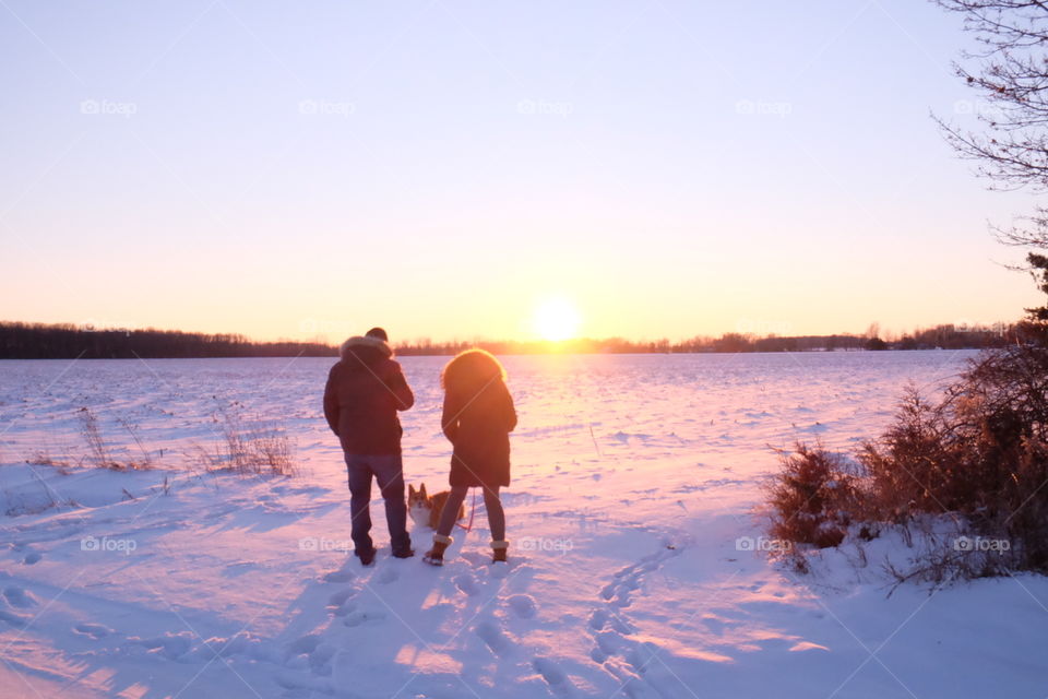 Snow, Winter, Sunset, Dawn, Landscape