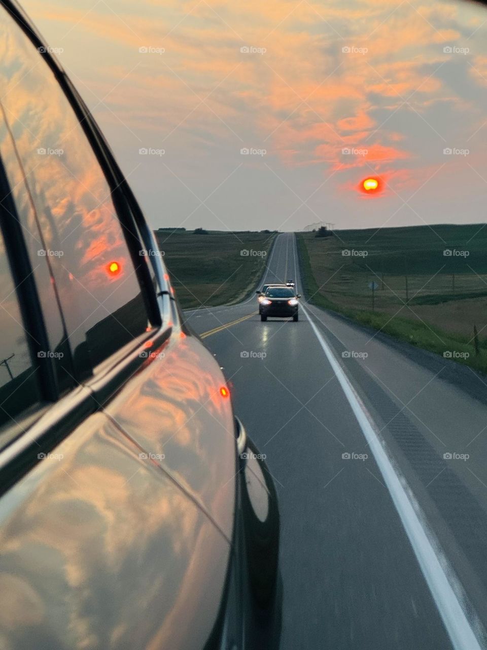 Kind of sunrise during a long drive