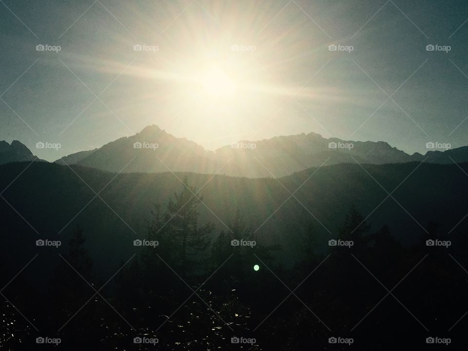 Setting sun in sea to sky highway