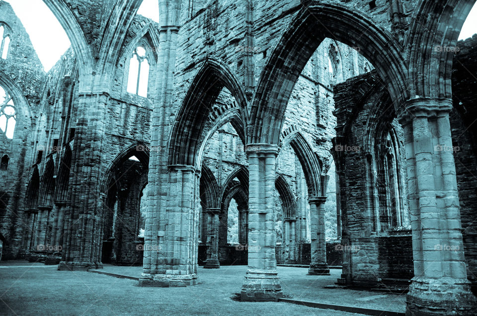 Tintern abbey in monochrome
