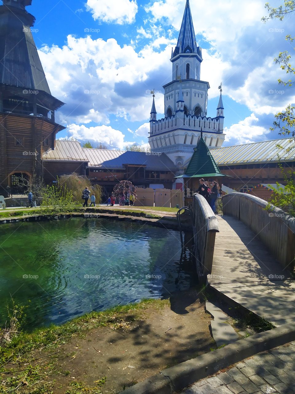 Pond with a fountain in the courtyard of the Izmailovsky vernissage