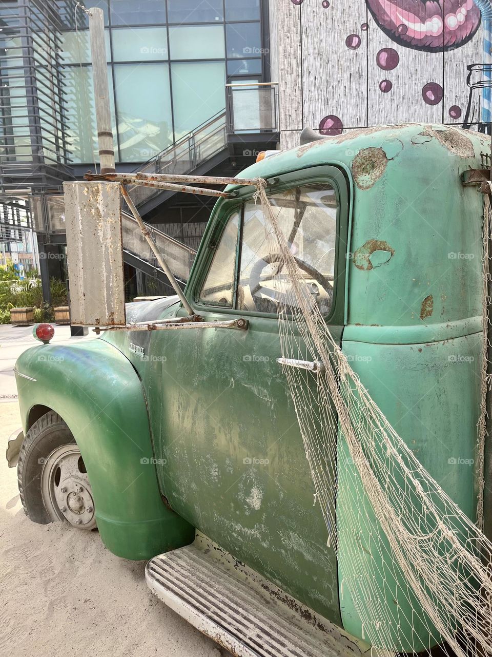 Old American retro green car