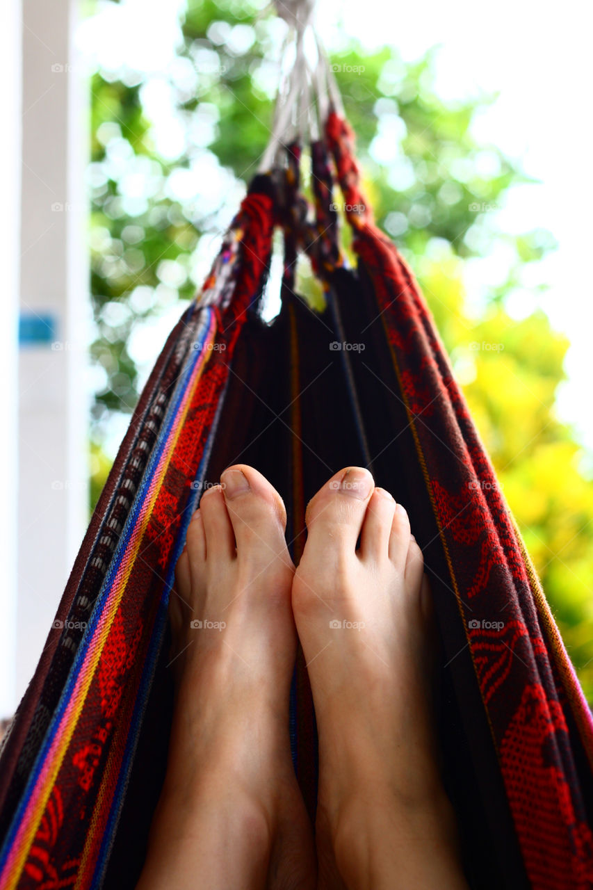 Feet in a Hammock. I was resting on vacation