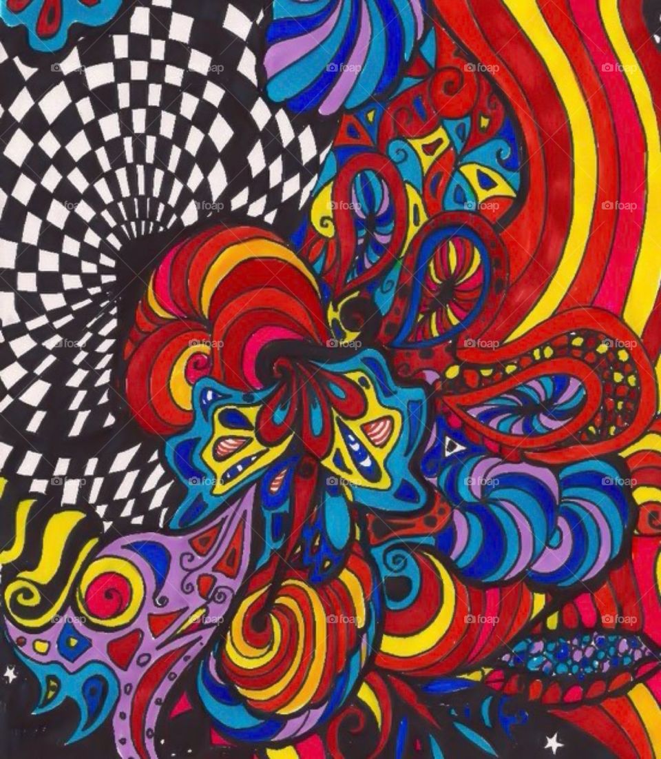 Swirlygig. Triply retro colorful drawing... Trippin out on colors