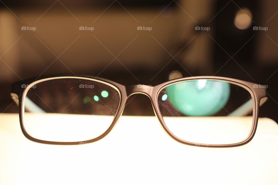 Black frame Glasses closeup