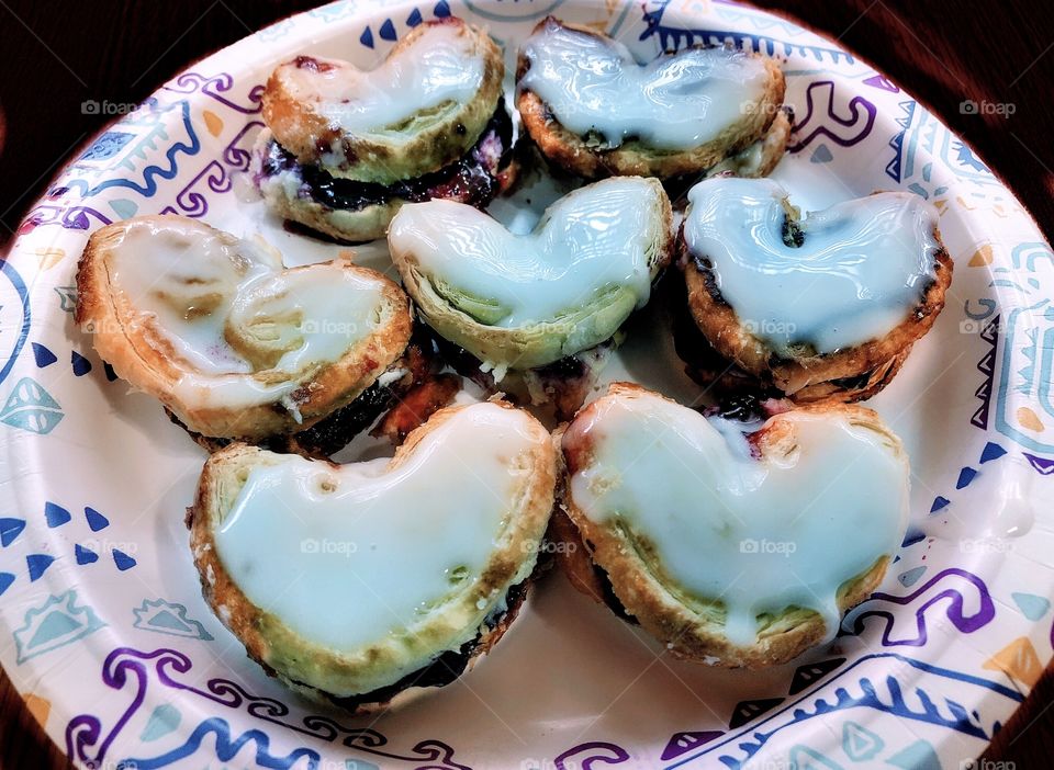 Pastry Cookies (Lightly sweetened blueberry with cream cheese filling with icing glaze flavored with a touch of almond and coconut to compliment the pastry cookie)