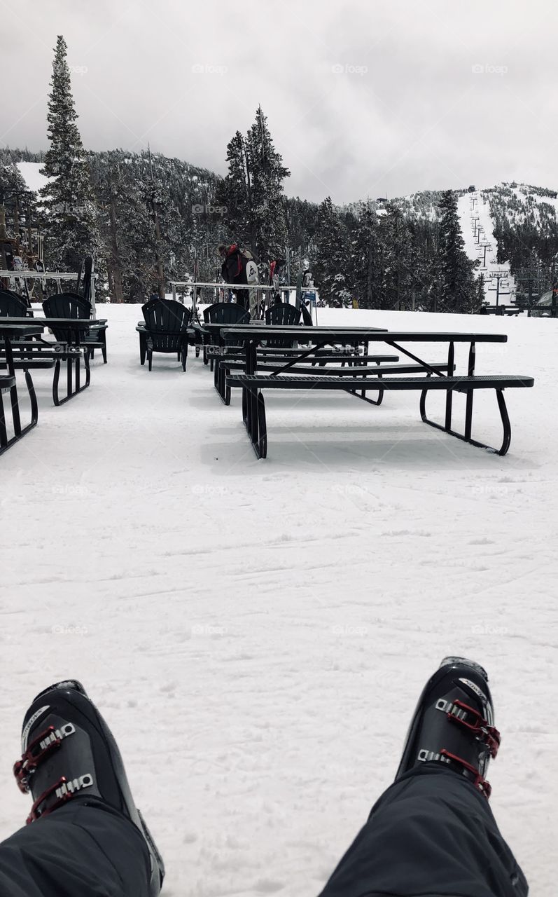 Taking a break from skiing 