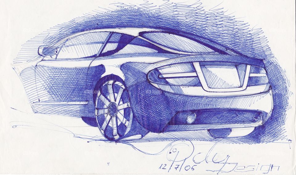 pencil sketch car design