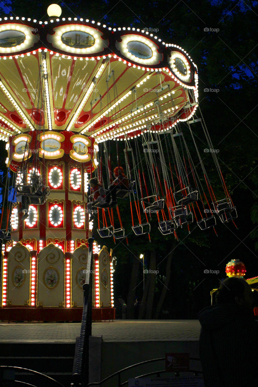 Amusement park, carousel, swing