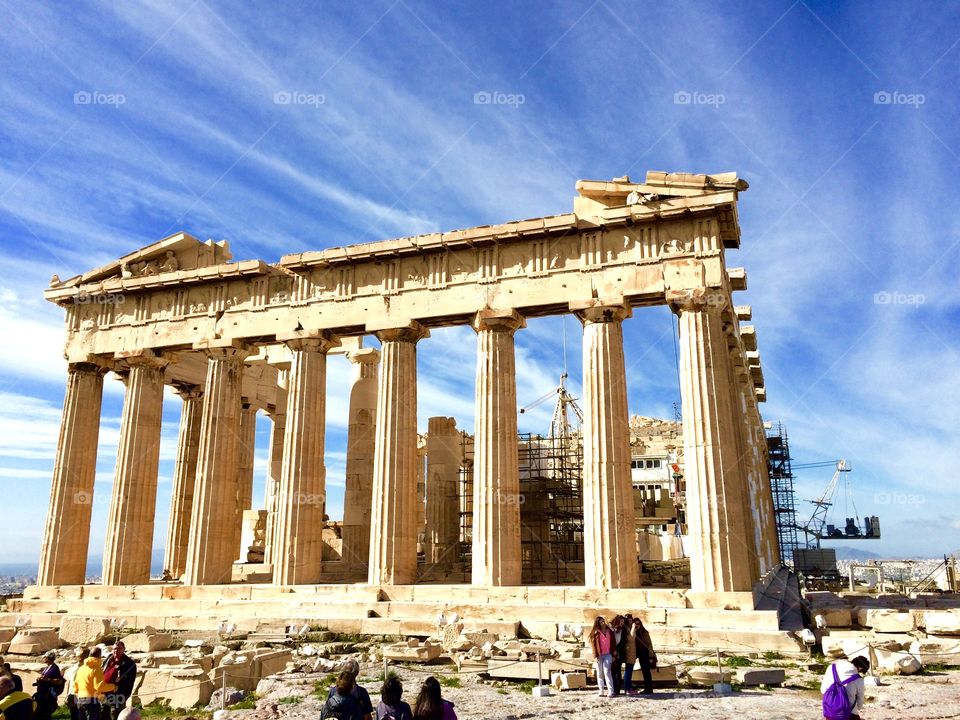 Sunny morning view of the Parthenon in Athens