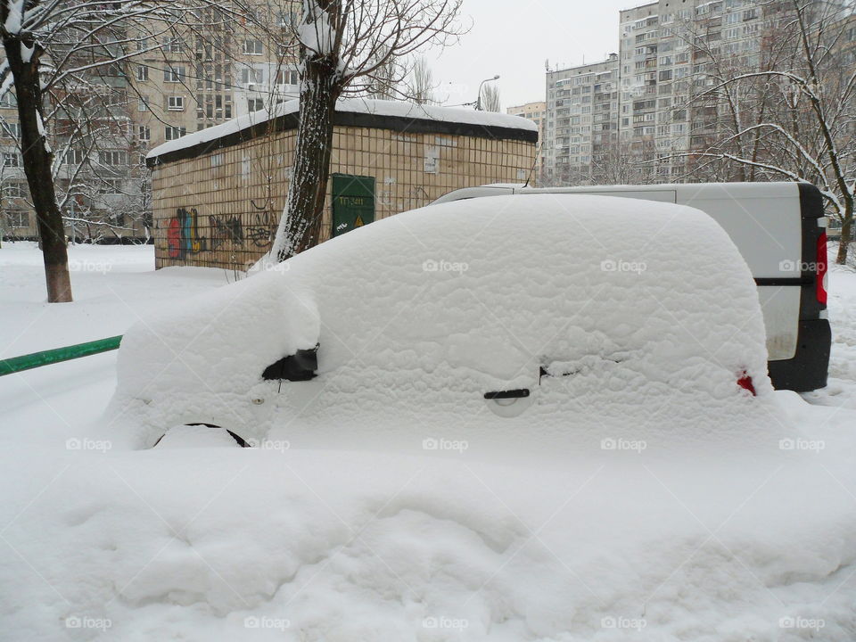 car under the snow, winter, Kiev, Ukraine