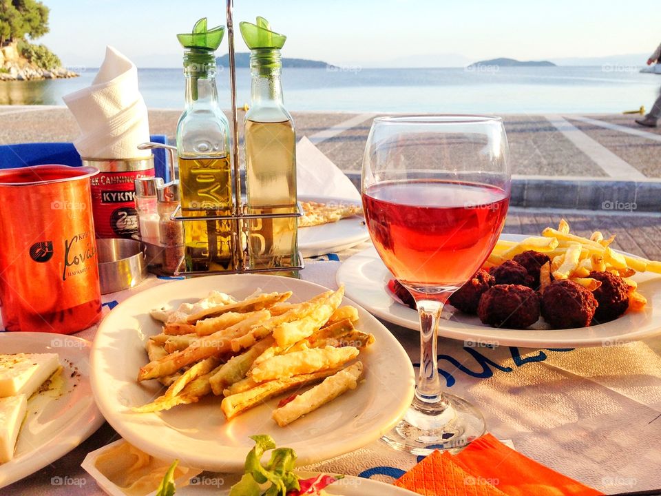 Eating by the sea