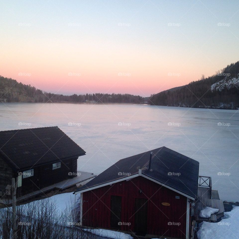 Winter evening . Sweden in february