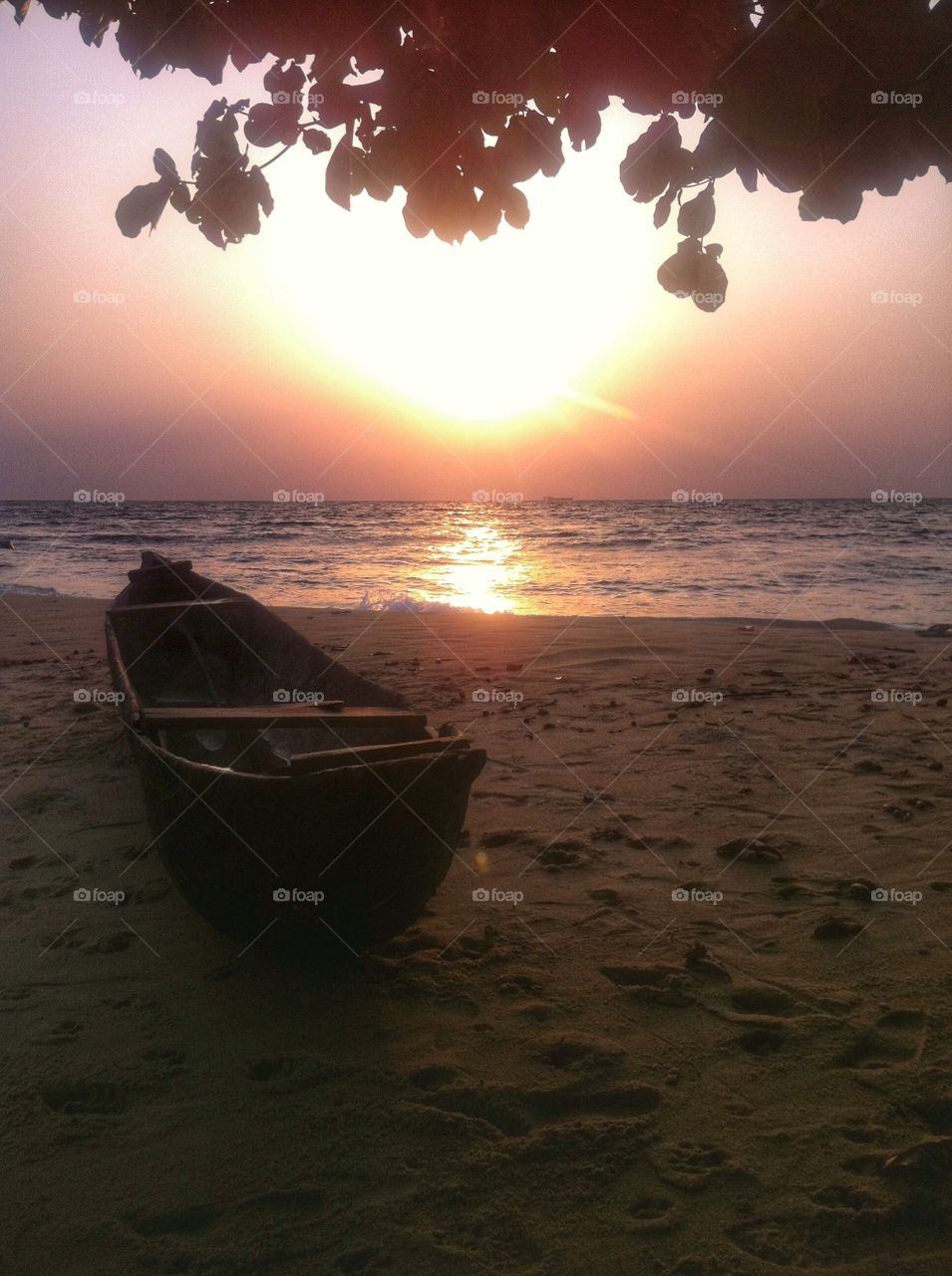 Boat in the beach in Kribi, Cameroon
