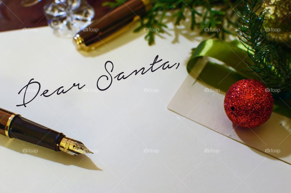 Writing a letter to Santa Christmas conceptual background with room for copy space 