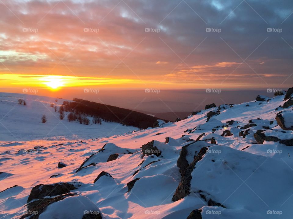 Sunset in winter