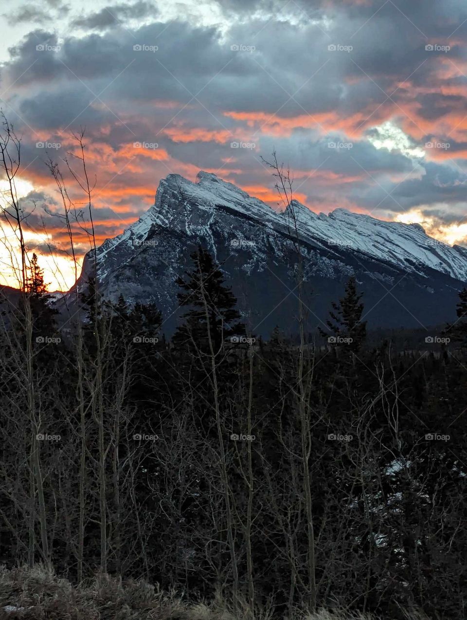 Rocky mountains at sunset