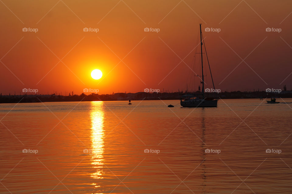 Boat at sunset