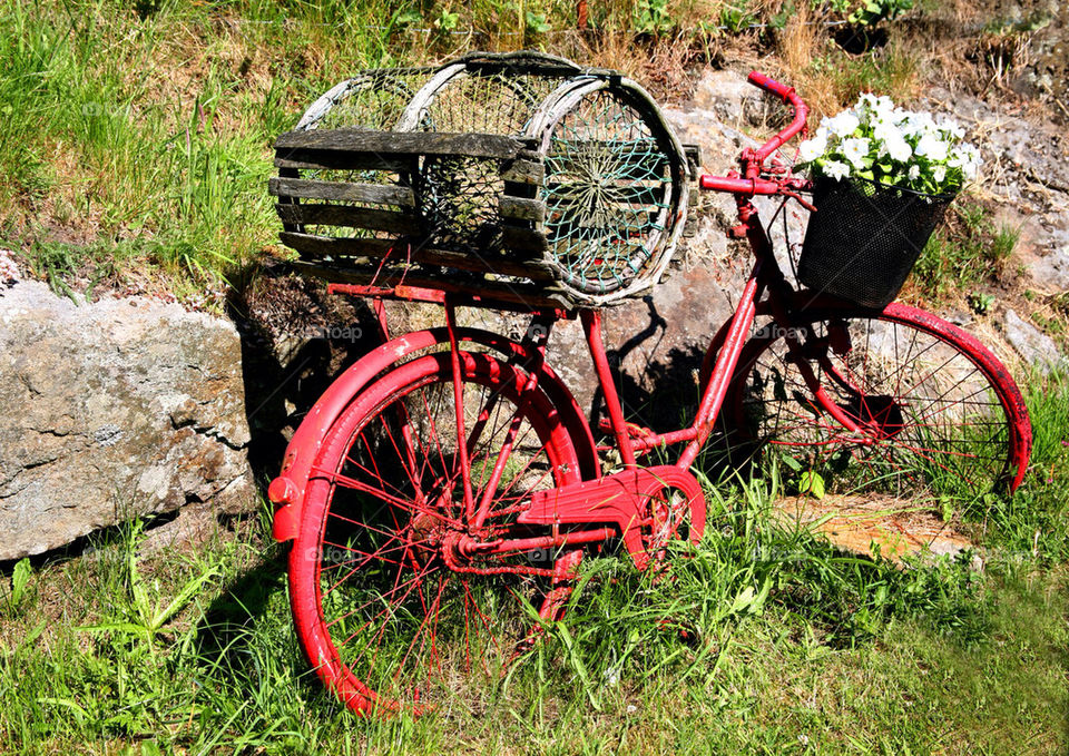 Red bicycle.