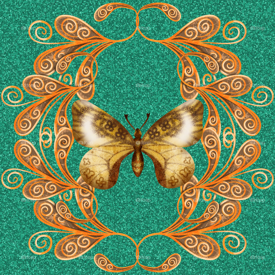 fabric pattern ornate butterfly