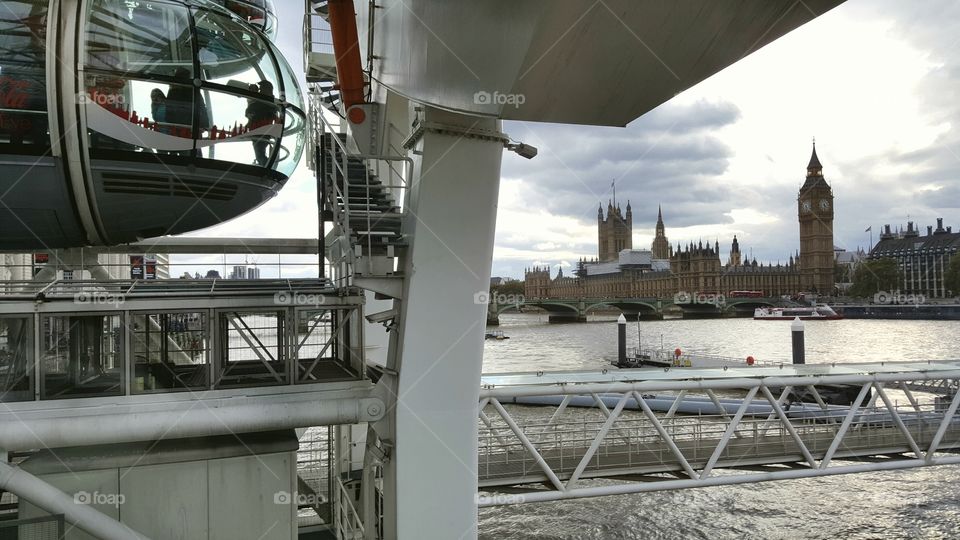 Big Ben and Palace of Westminster seen from London Eye, London