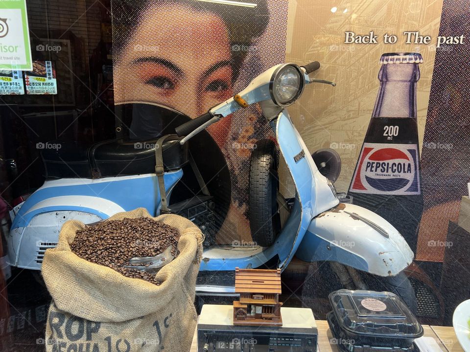 Motorcycle and coffee bean