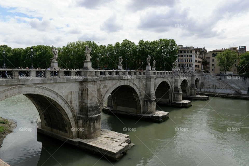 Bridge over Tiber river in Rome