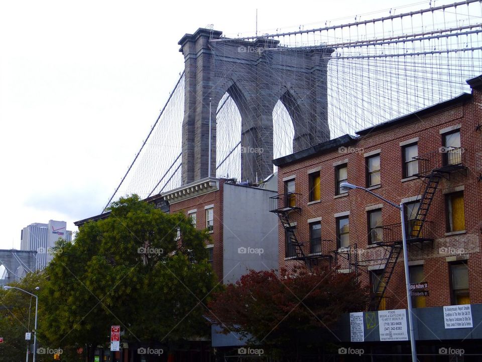 NEW YORK CITY THE VIEW OF BROOKLYN BRIDGE