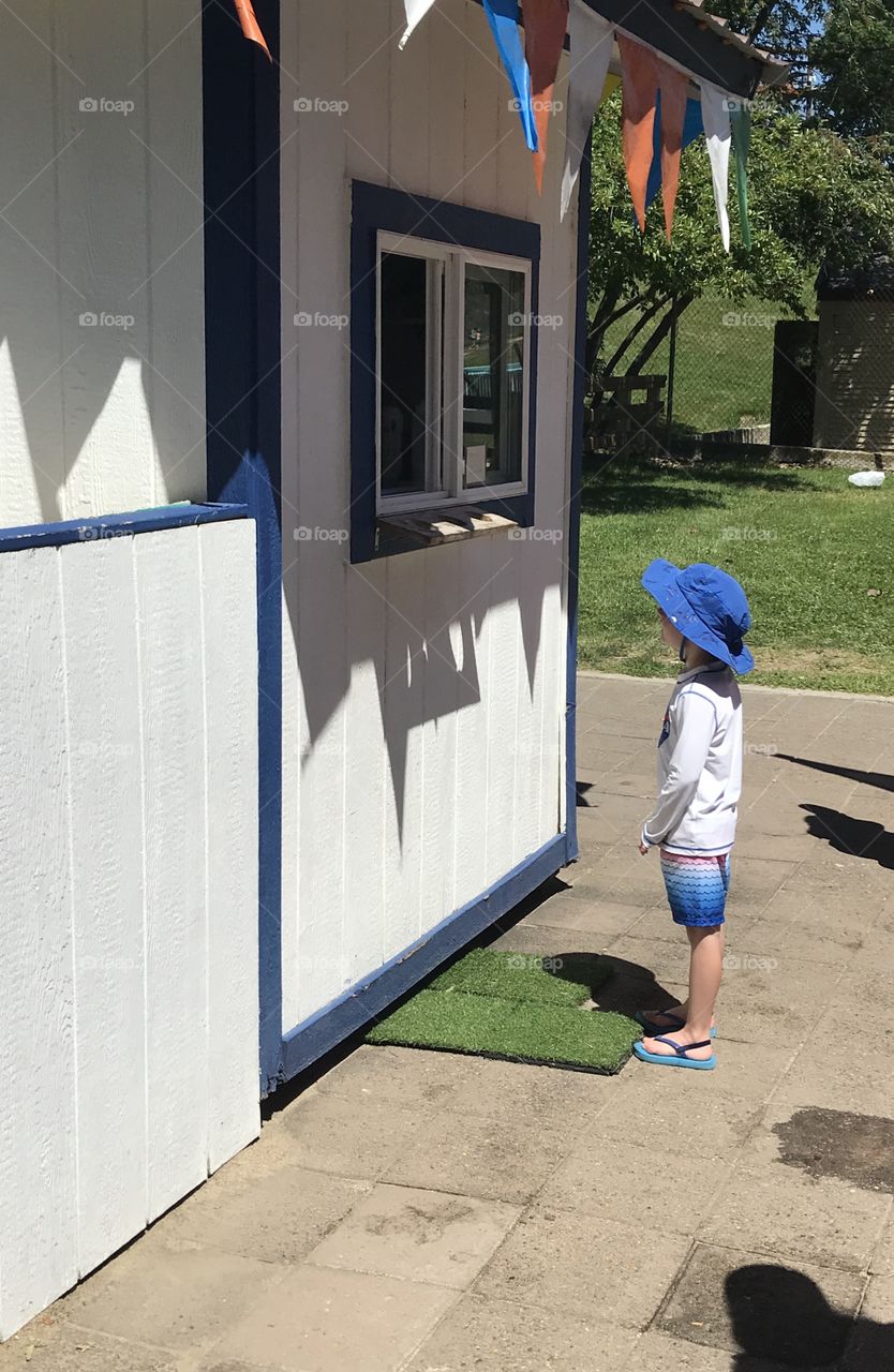 Waiting for a snow cone!
