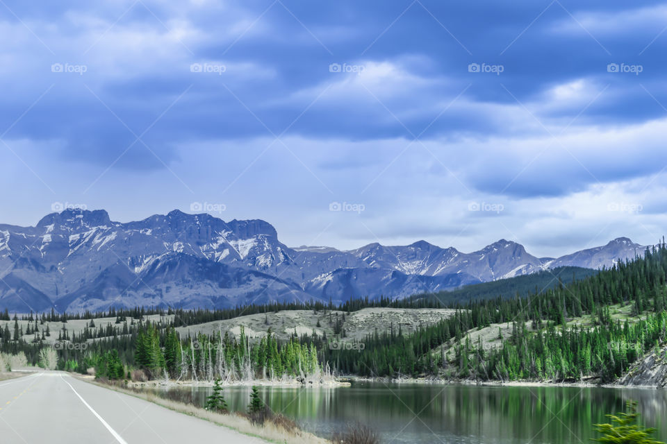 Rocky Mountains and a lake amazing mountain range