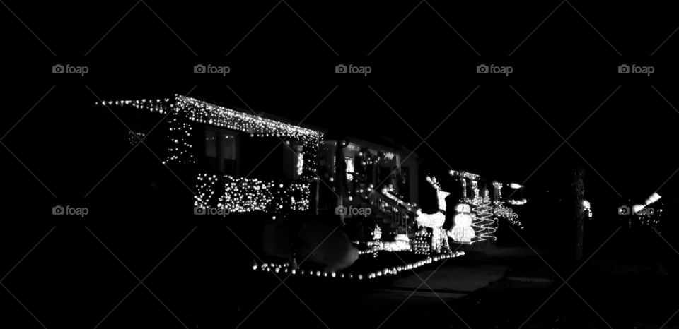 black & white Christmas light photo