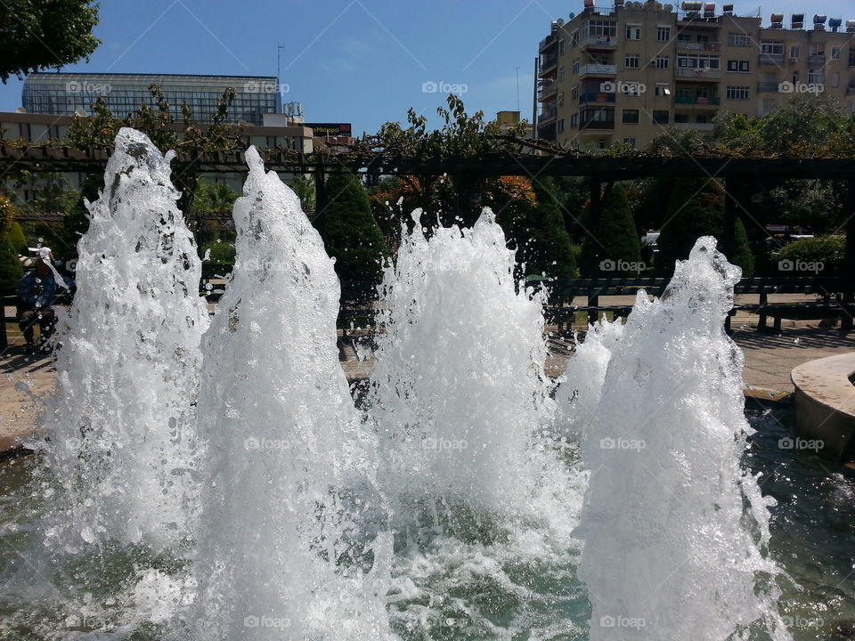 water flows. one of the water pools in Mersin public squares
