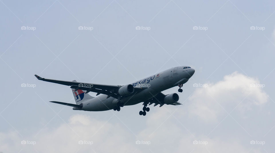 Malaysia Airlines cargo aircraft on landing approach