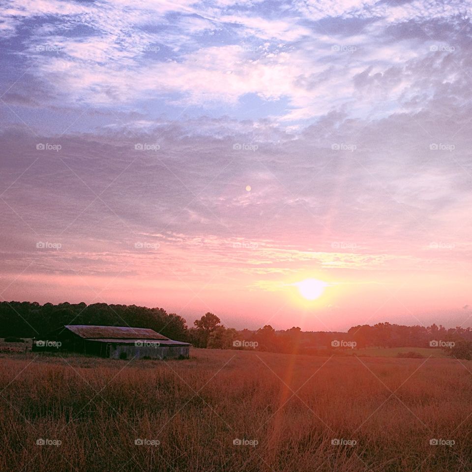 Sunset over the farm. 