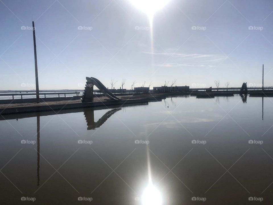 Flooded and abandoned swimming pool 