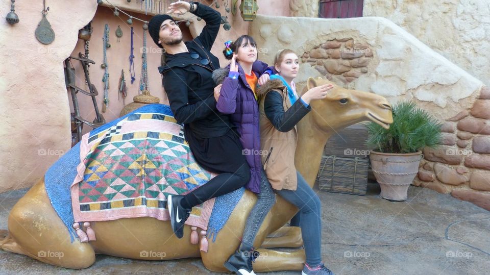 This was the funniest part of the day at DisneySea Tokyo. We saw the camel in Agrabah and were super excited to get a photo on it- it even made sounds! We roped some poor Japanese woman into taking the photo for us and one by one we climbed onto this camel. What they don't tell you is that it's for one child use at a time. It was so painful siting there esp for me (the front person) who was squashed by her giant friends. Then of course we couldn't get off the camel. And by now there is a huge gathering of Japanese people watching the foreigners struggle trying to get off the camel! We ended up landing on top of each other in a pile on the ground in front of the photo line. Awesome job guys. A+ for co-ordination.