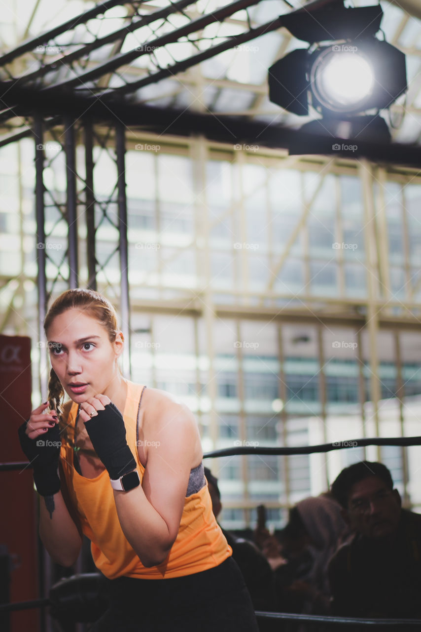 practicing boxing movement for a fight