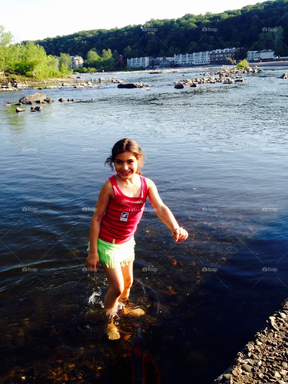 Early Summer swimming in the river 