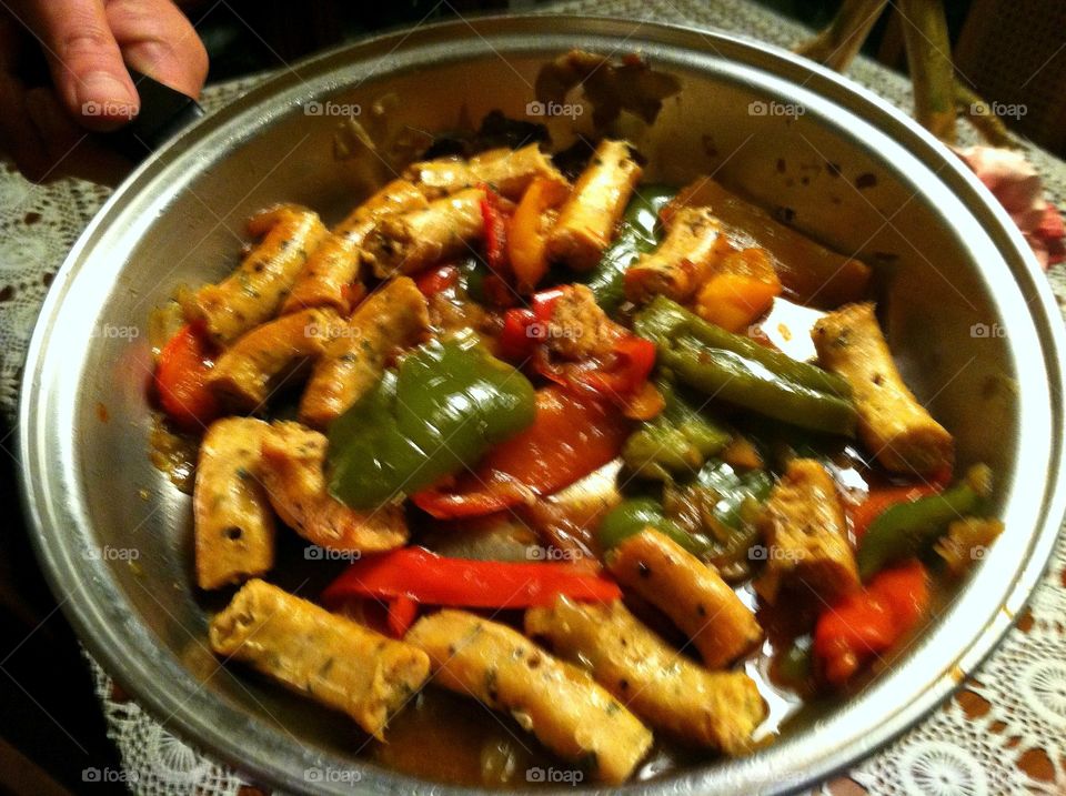 Cooking Sausage and Peppers