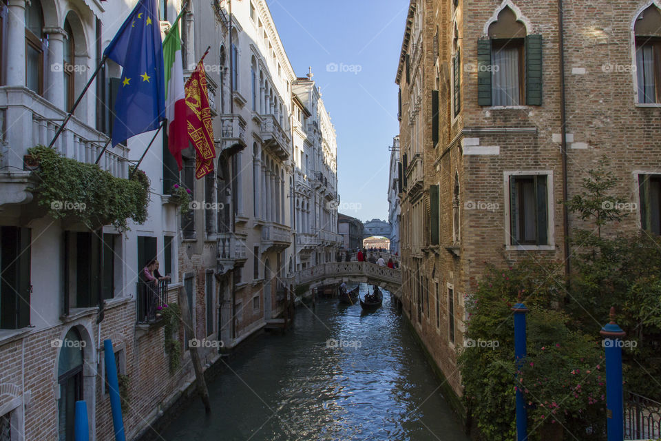 Canal to the bridge of sighs, Venice. 