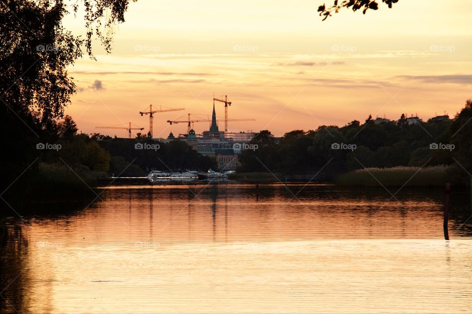 Sunset over Stockholm . Sunset over Stockholm 