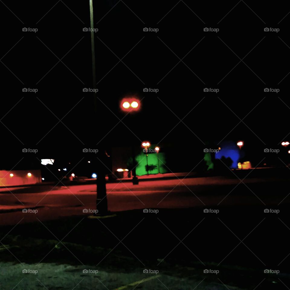 Empty Parking Lot At Night