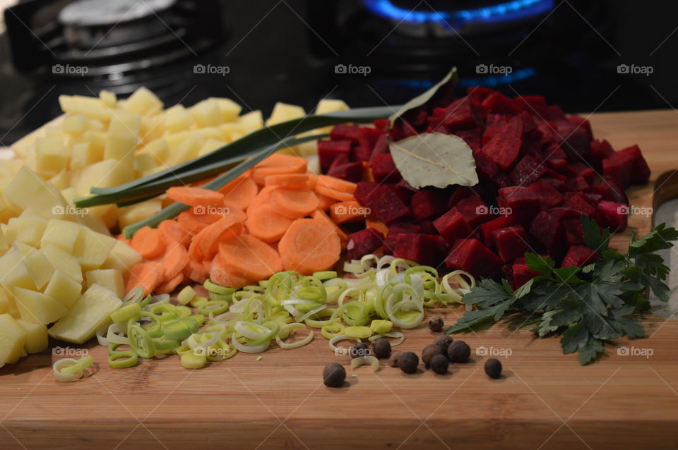 vegetables and spices to prepare a soup