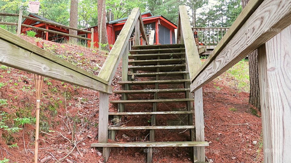 Stairs up to cabin