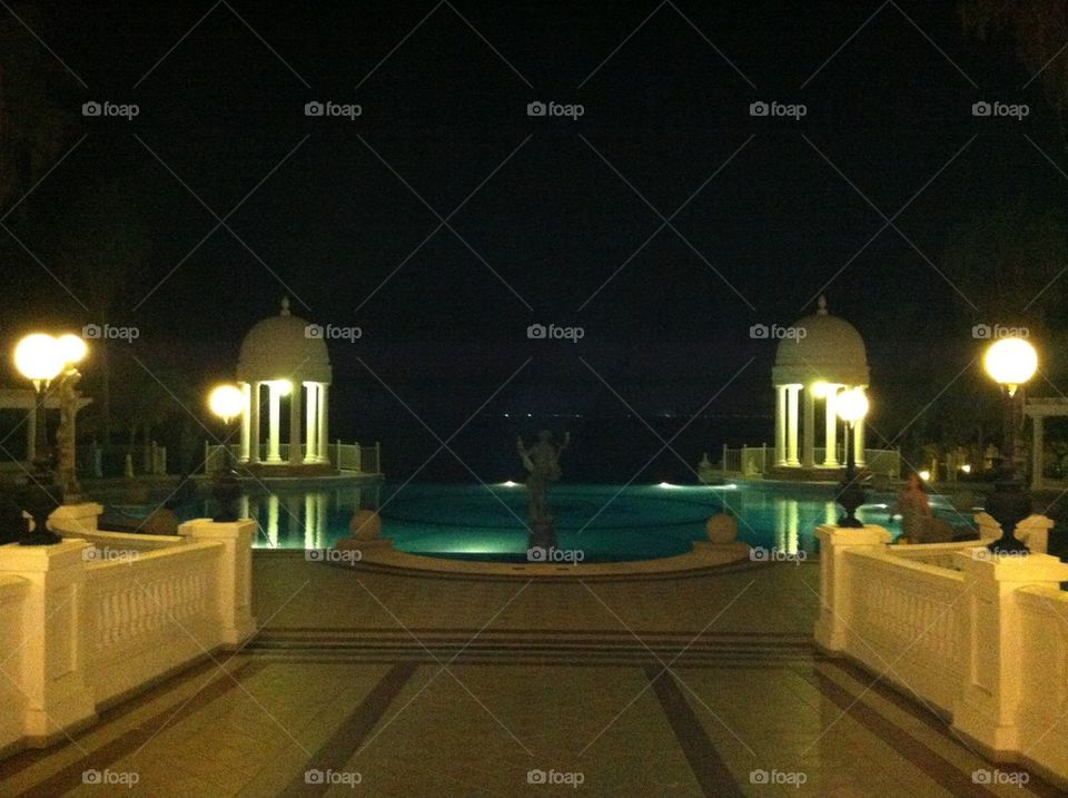 Night view of the pool at Rui Cancun