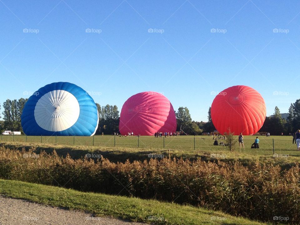 Hot air balloon in landscape